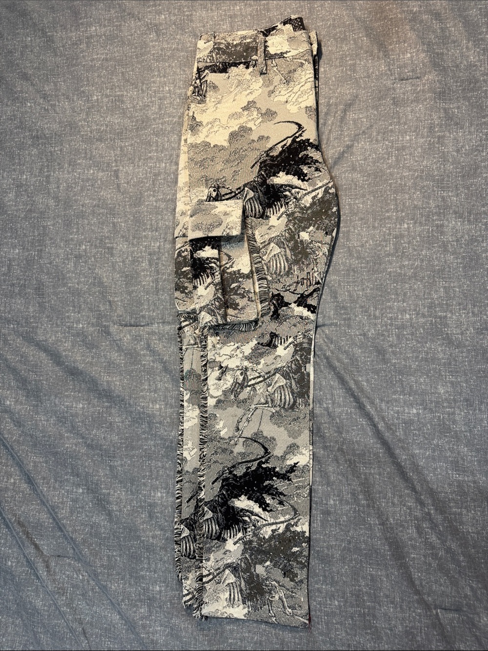 rebels Black and Gray Patterned Cargo Pants